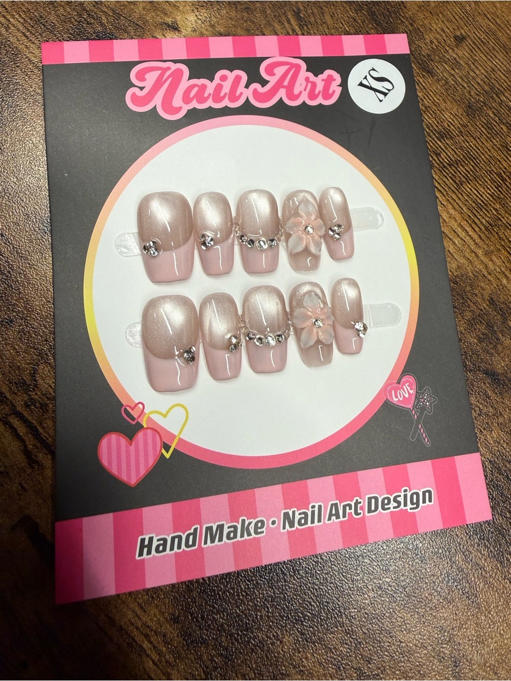 Blush Pink Rhinestone Press-On Nails Xsmall - Picture 2 of 3